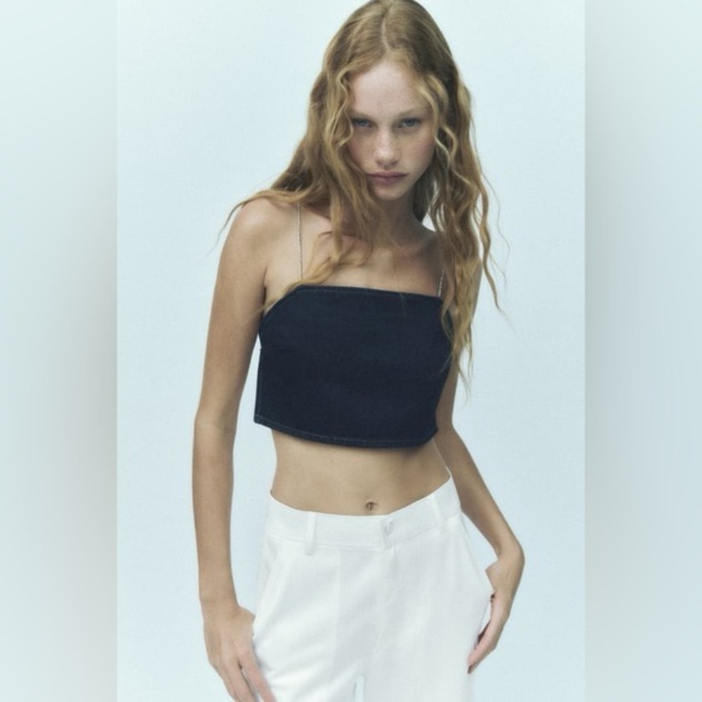 Zara Rhinestones Strap Crop Top - Picture 16 of 16